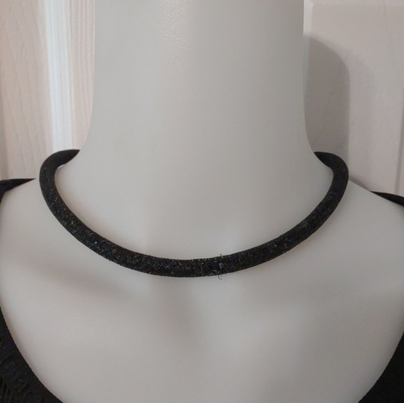 Black Stardust crystal mesh Swarovski Choker Or Wrap Bracelet 16” Magnetic Clasp - Picture 3 of 9